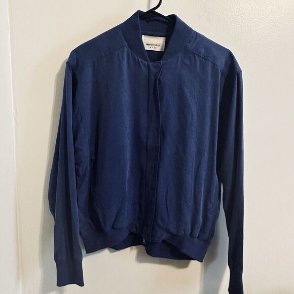 Paper denim cloth Bomber‎ Jacket Zip Up Blue Medium Y2K Soft With Pockets - Picture 5 of 5